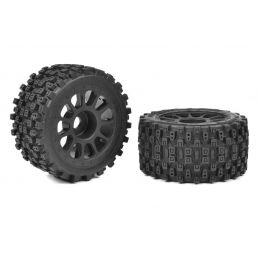 Anvelope 1/8 Buggy Scorpion XTB Spate Late, Lipite pe Jante Negre, Off-Set 2WD