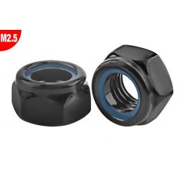 Piuliță hexagonală Nylstop M2.5 din oțel cu strat negru