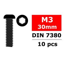 Șurub cu cap hexagonal tip button, M3x30, oțel
