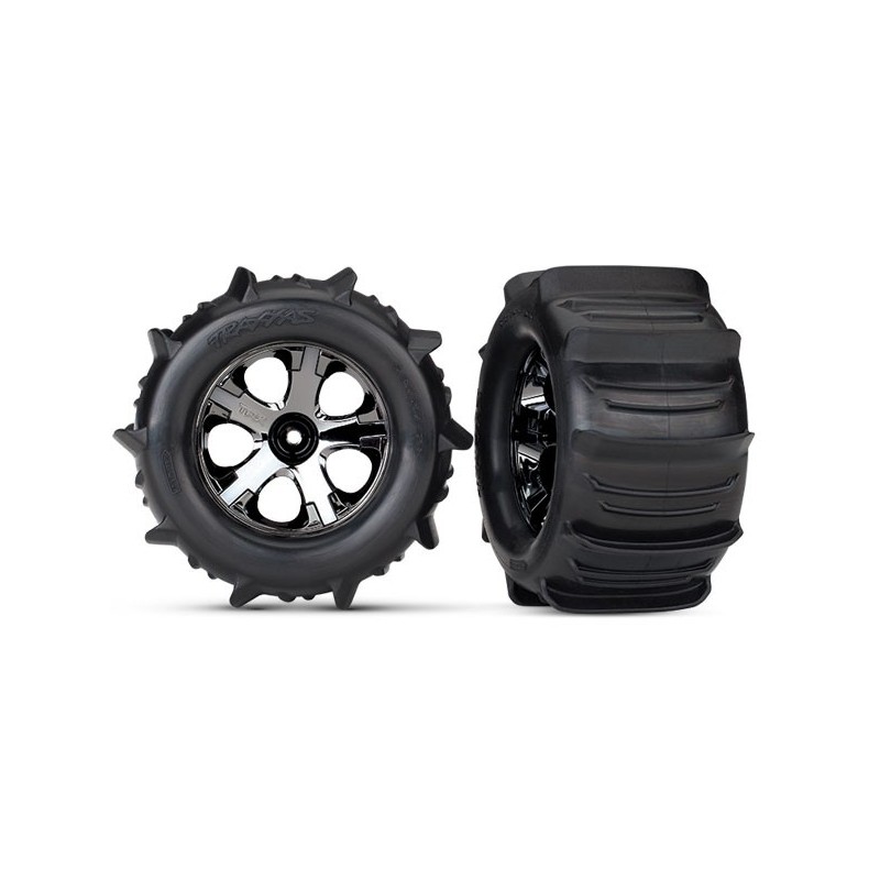 Roti cromate negre All-Star 2.8" cu anvelope cu padele (2 buc)
