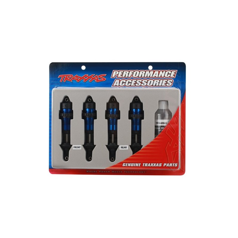Amortizoare GTR albastre din aluminiu asamblate fara arcuri(2 buc)