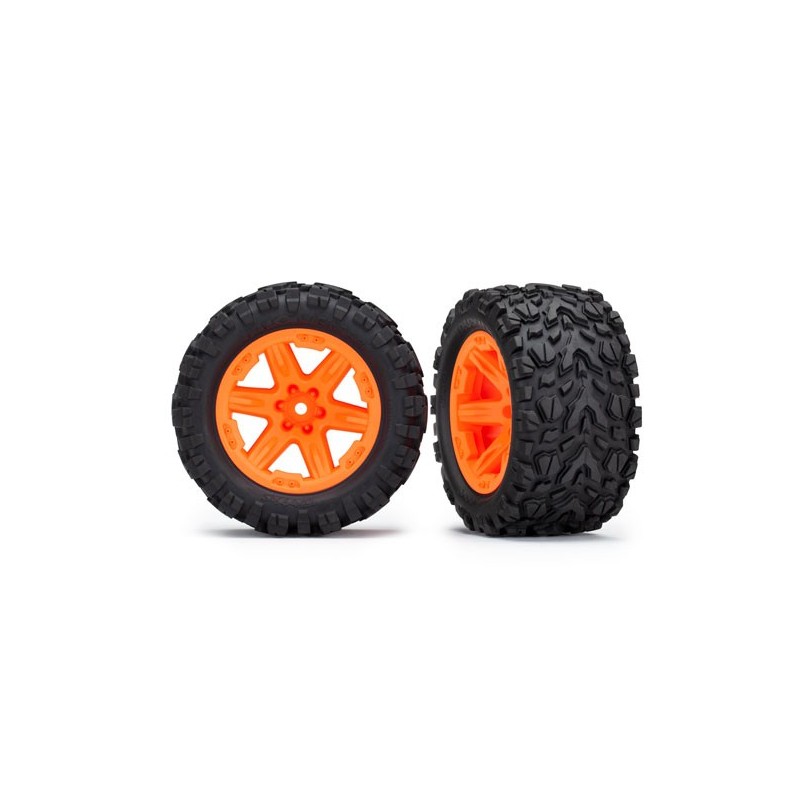 Roti portocalii RXT 2.8 cu anvelope Talon Extreme si insertii spuma pentru spate (2 buc)